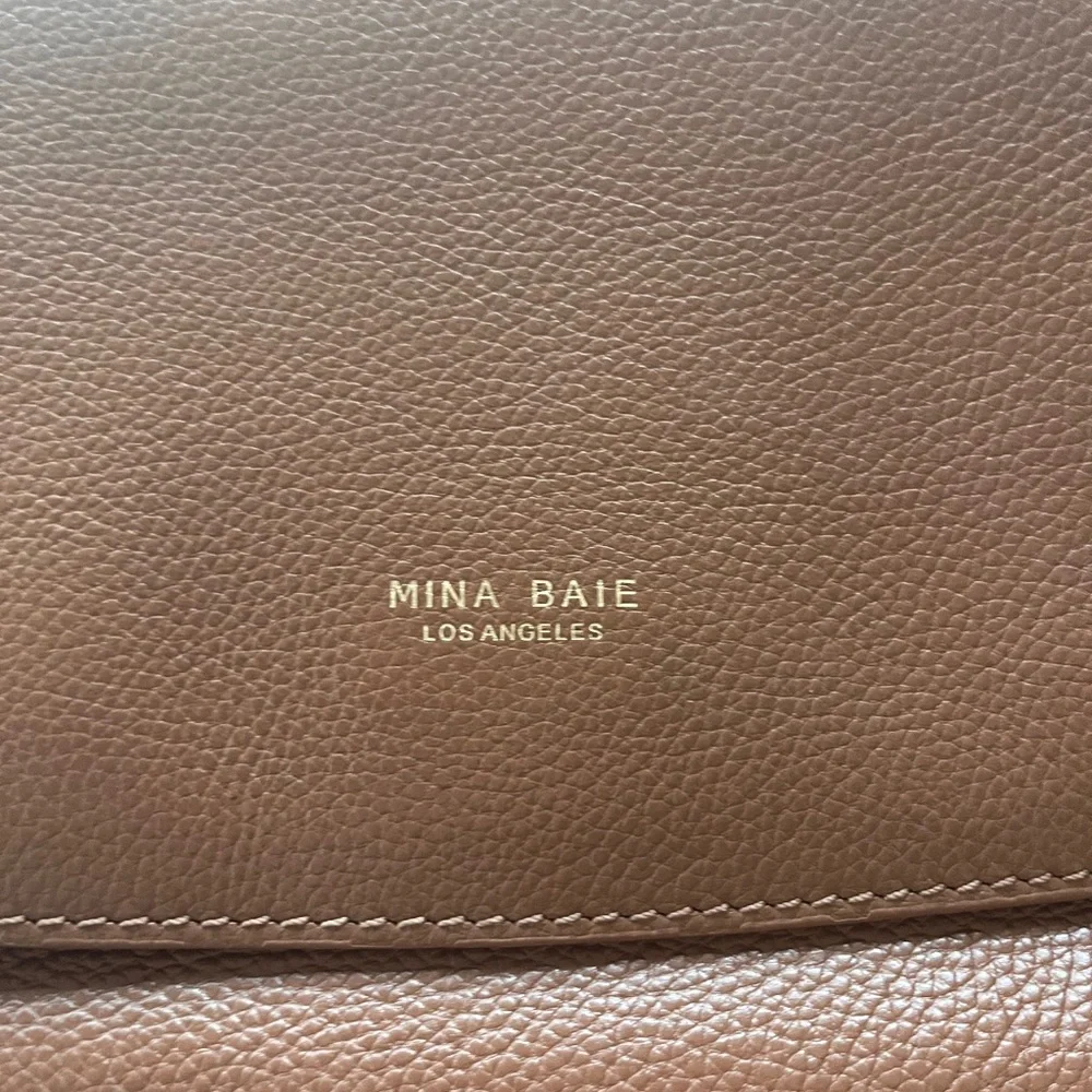 Mina Baie Leather Mini Kinney Diaper Backpack Dark Tan - Picture 7 of 7